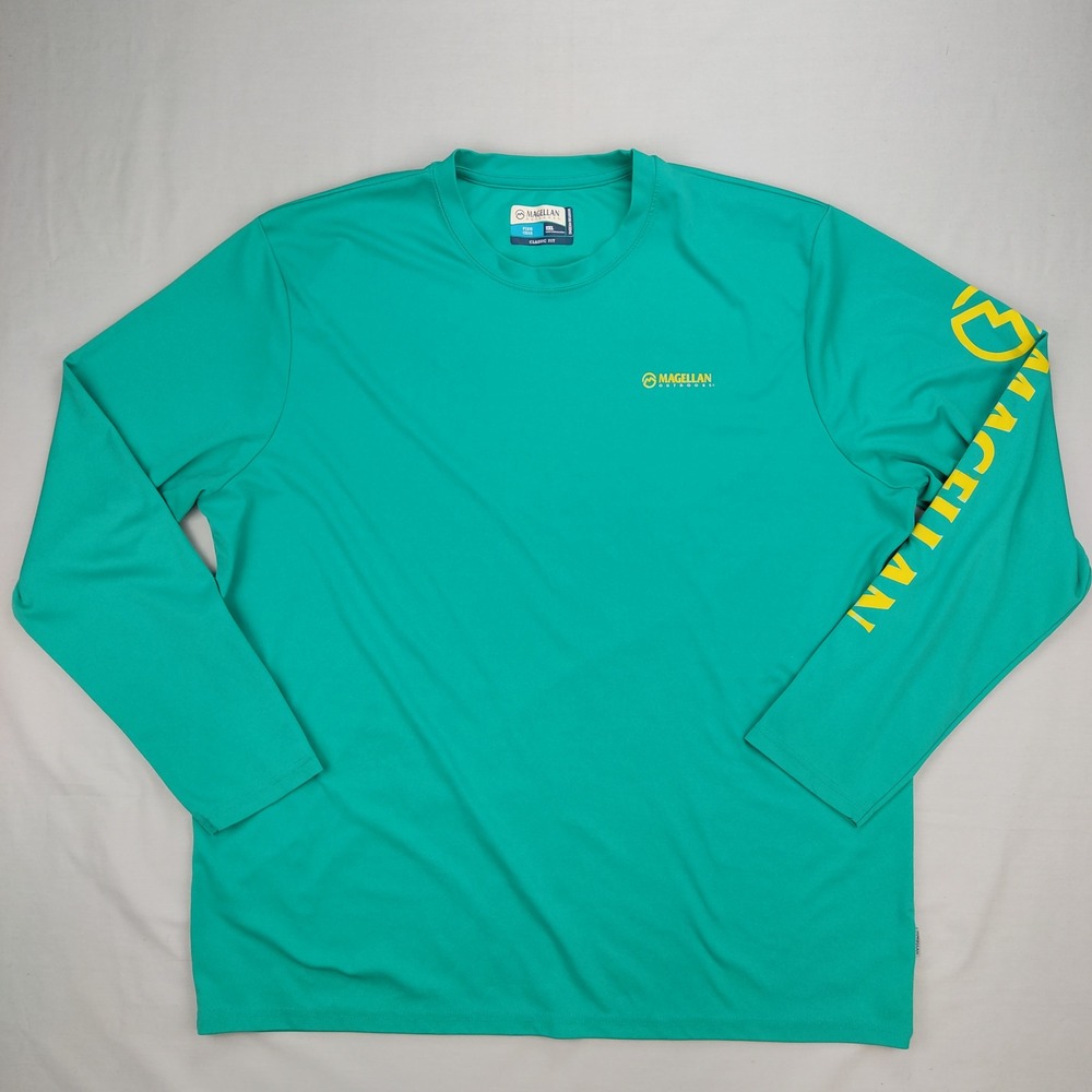 Magellan Shirt Mens 2XL Green Fish Gear Long Sleeve Moisture Wicking Performance